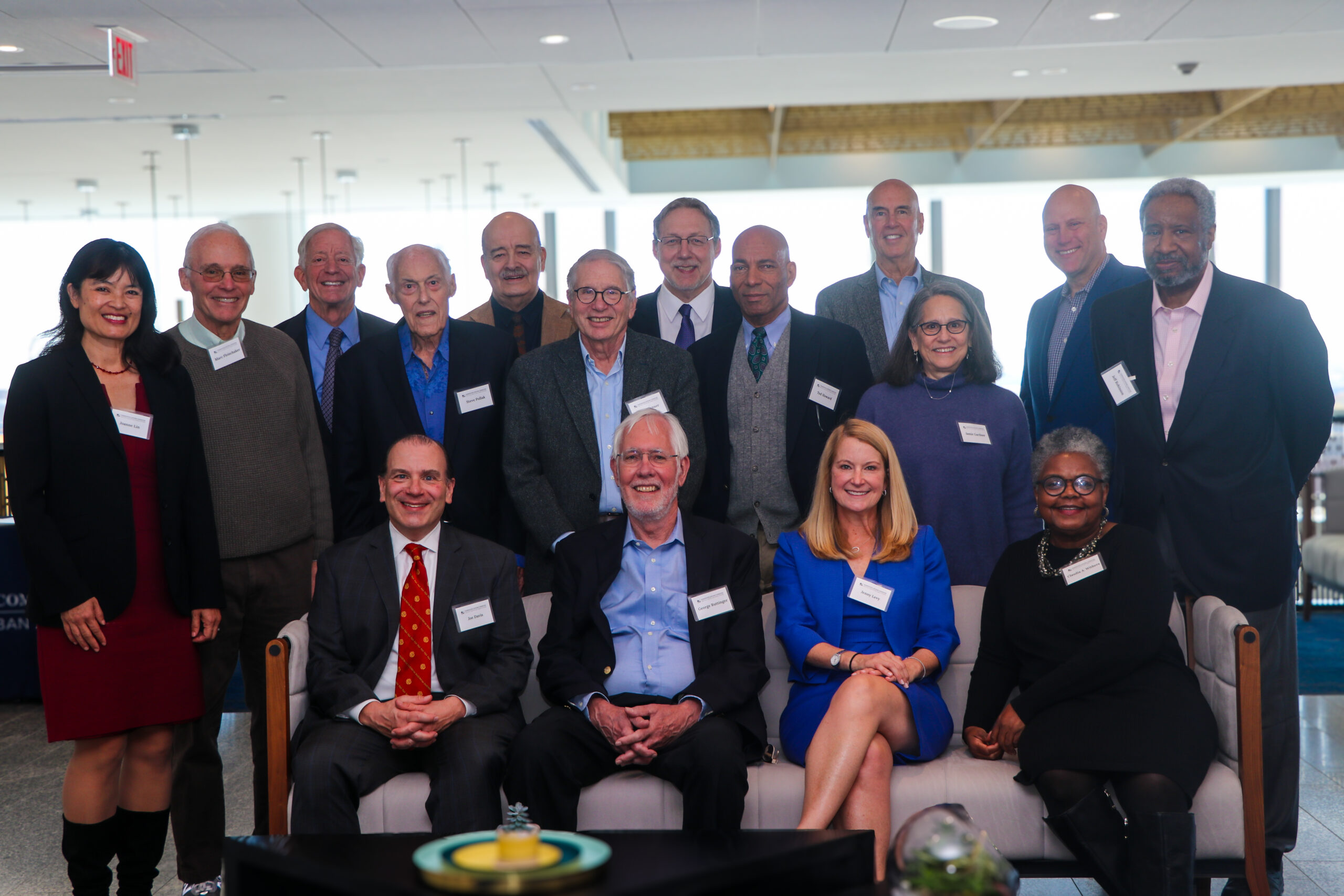 Stephen Pollak pictured in November 2023 (upper row, fourth from left), at a reunion with WLC executive director Joanne Lin and WLC board chairs (current and former).